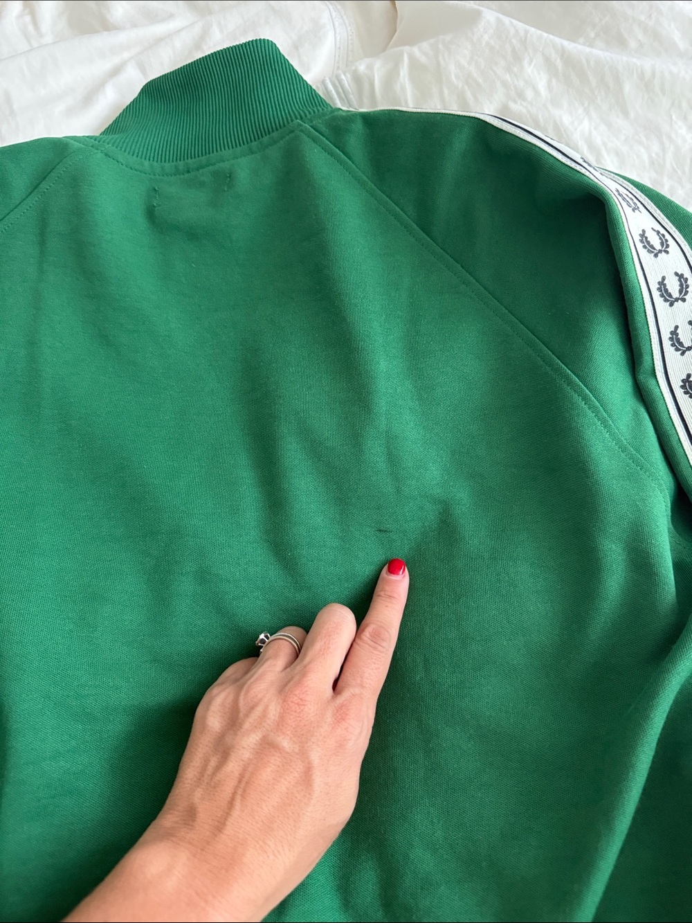 Fred Perry Green Track VTG Jacket with White Laurel Taping Sz L - Picture 10 of 14